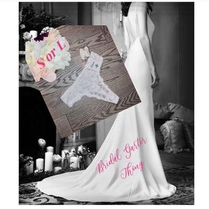 S or L - New! White Bridal Lacey Garter Thong